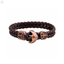 Große Charms Großhandel Männer Armband 2016 Leder Labradorit Anhänger Anker Armbänder für Männer